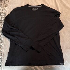 Eddie Bauer Black Long Sleeve Tee Classic Crew Neck